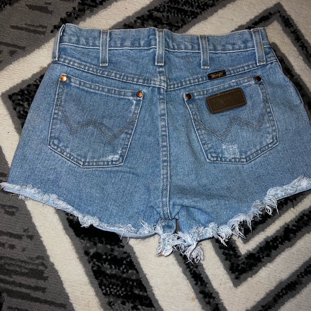 Wrangler Light Blue Frayed Jean Shorts